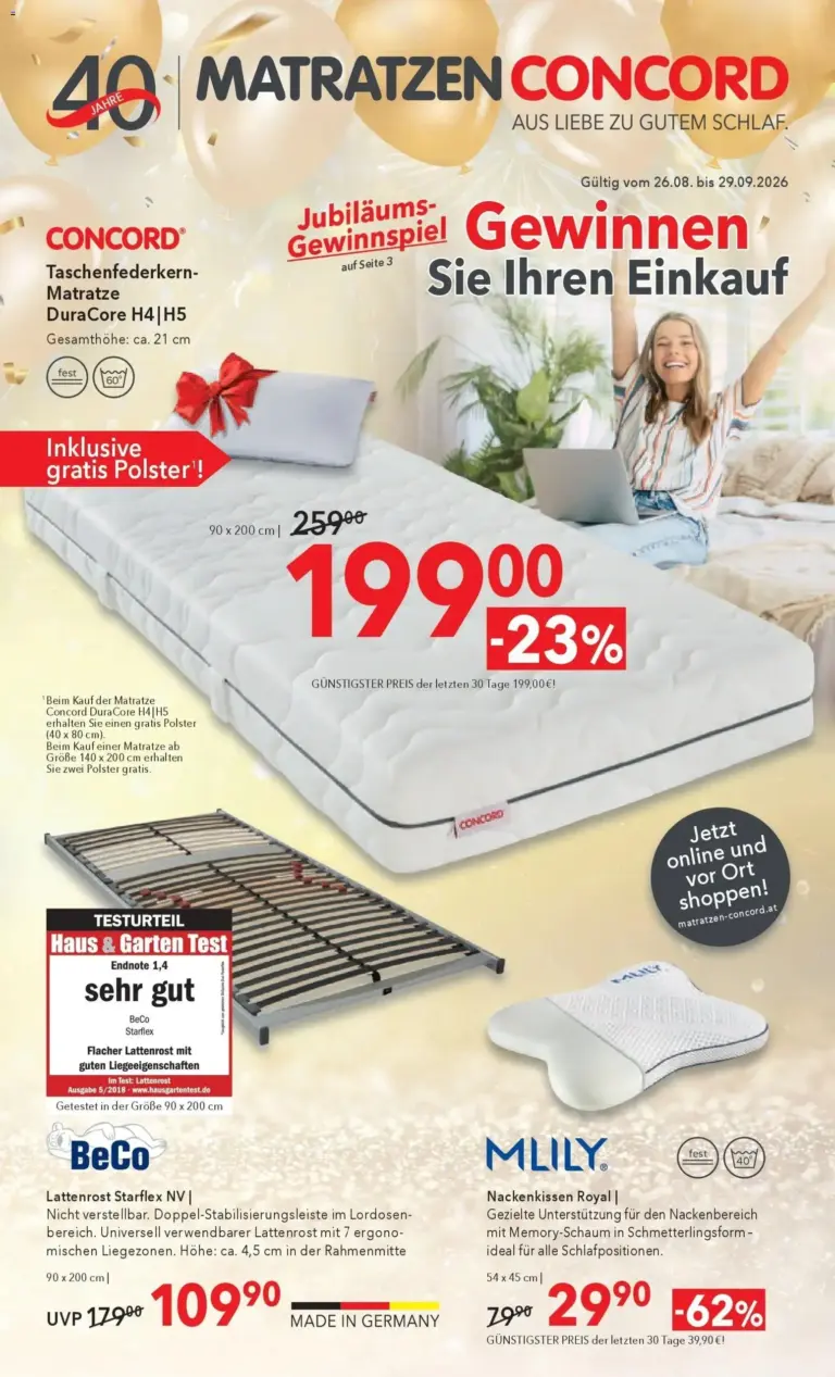 Matratzen Concord Flugblatt ab 26.08.2026